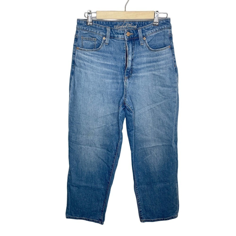 Universal Thread Highest Rise Waist Straight Leg Crop Denim Blue Jeans Size 4/27